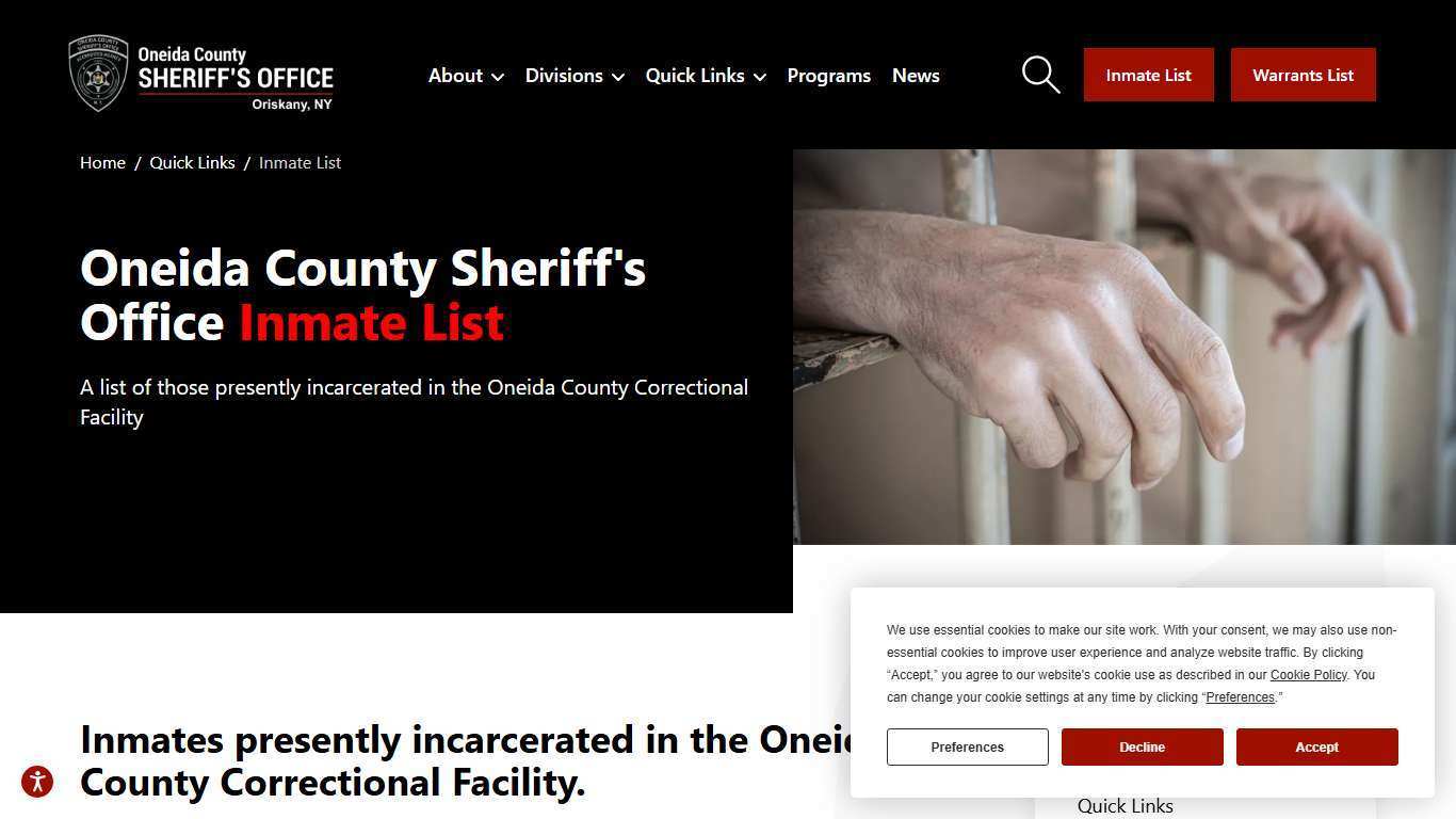 Inmate Information: Oneida County Sheriff's Office | Oneida County Sheriff's Office