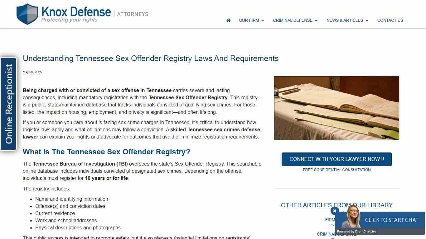 Tennessee Sex Offender Registry Laws